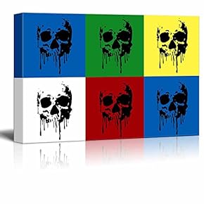 Canvas Wall Art - Multi-Color Pop Art with Skull - Giclee Print Gallery Wrap Modern Home Art Ready to Hang - 12" x 18"