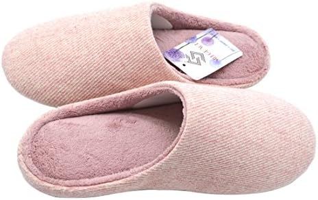 Silkgrace Women's Antibacterial Coral Fleece Cozy Wool Slippers Soft Anti Slip TPR Rubber Sole (5-6 B(M) US, Pink)