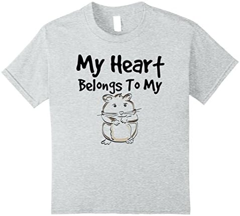 unisex-child My Heart Belongs to My Hamster T-Shirt, Gerbil, Guinea Pig 10 Heather Grey