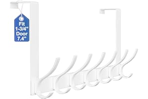Peasulin Over The Door Hooks, Sturdy Door Hanger, Large Over The Door Towel Rack with 12 Hooks, Heavy Duty Easy to Install, for Bathroom, Bedroom，Kitchen，Hanging Towels, Coats (White)
