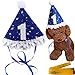 Blue Pet Dog Cat Birthday Holiday Party Hat Headwear Costume Accessory with a White Ball and Lace for Small Medium Dogs Cats Pets (1-1st Year)