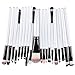 KOLIGHT® 20 Pcs Pro Makeup Set Powder Foundation Eyeshadow Eyeliner Lip Cosmetic Brushes (Black+White)