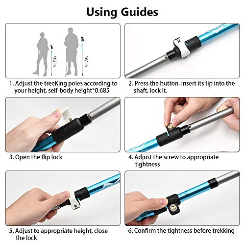 Ylife Trekking Poles, 2 Pack Foldable Hiking Sticks, Strong Lightweight Aluminum 7075, Adjustable Quick Flip-Lock, Perfect for Hiking, Walking, Backpacking and Snowshoeing (Blue)