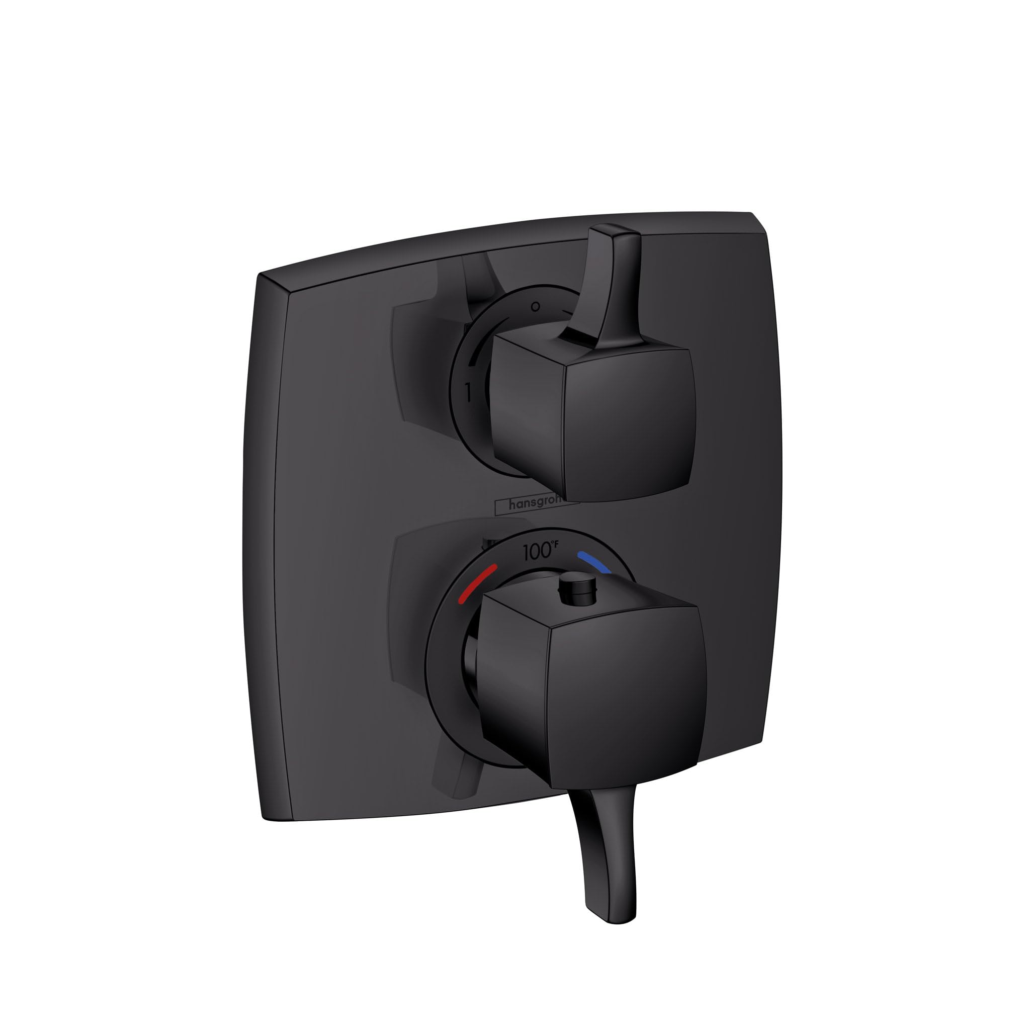Photo 1 of hansgrohe Ecostat Classic Thermostatic Shower Valve Trim with Temperature Control and Diverter in Matte Black, 15728671