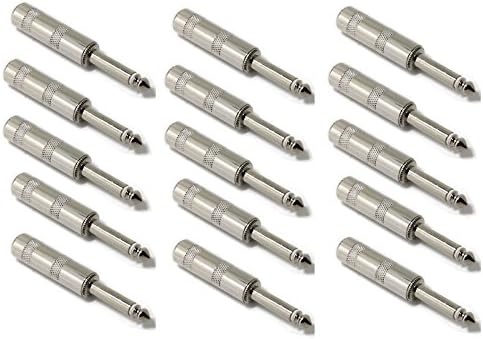 Cables 6.35MM TS Mono Male Plug Headphone Audio Connector For Speaker Cables, Patch Cables, Snakes -15 Pack