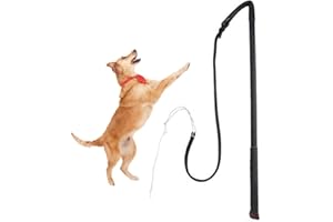 Pssopp Cowhide Dog Agitation Whip Dog Teaser Wand Dog Training Whip Dog Teaser Wand Outdoor Playing for Pulling, Chasing, Chewing, Teasing, Training