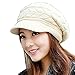NYKKOLA Women Cable Knit Winter Warm Beanie Hats Newsboy Cap Visor with Sequined Flower