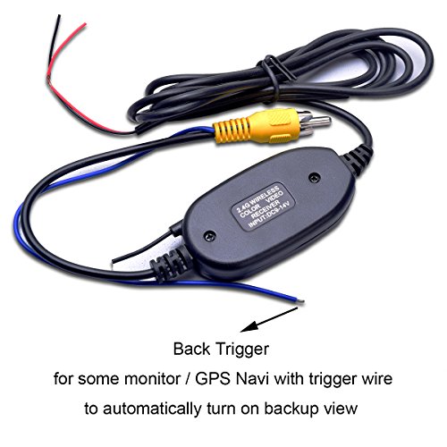 Wireless Video Cable w/ Backup Trigger Wire Tx & Rx for RCA Rear View Camera to GPS Navi, Headunit, Monitor LCD Screen 12V