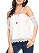 POGTMM Women's Summer Lace Off Shoulder Tops Spaghetti Straps Short Sleeve Casual Blouses