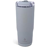 Manna Groove Stainless Steel Insulated Tumbler with Locking Tritan Lid and Flip-up Straw - 30 Oz - Soft Meadow Powder Coat