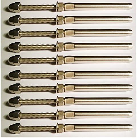 Tonxi Threaded Terminal Stud For 1/8" Cable Railing 10 Pack
