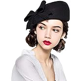 French Berets Caps Bowknot for Women Wool Beret Winter Cap Vintage Fascinator Hats