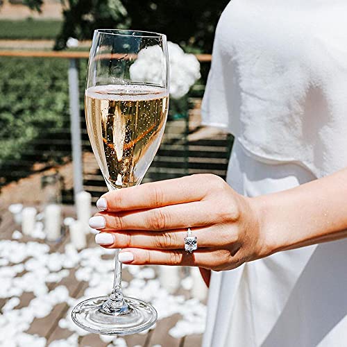 KOLMNSTA 3.5CT Silver Engagement Rings for Women Cushion Cut 3-Stone Promise Rings for Her White Gold Plated Cubic Zirconia CZ Wedding bands Size 7