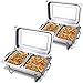 Giantex 2 Packs Chafing Dish 9 Quart Chafer Dishes Buffet Set Stainless Steel Rectangular Chafing Dish Set with Half Size Pan