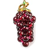 DanLingJewelry 10Pcs 3D Grape Shaped Natural Garnet Pendants Healing Crystal Stone Fruit Charms for Jewelry Making Necklaces Earrings Keychain