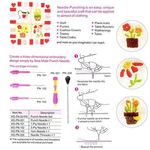 image for Bememo Embroidery Stitching Punch Needle Kit Embroidery Pen with Stora