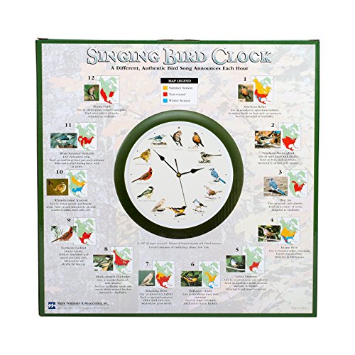 Mark Feldstein and Associates Original Singing Bird Wall Clock, 13 Inch