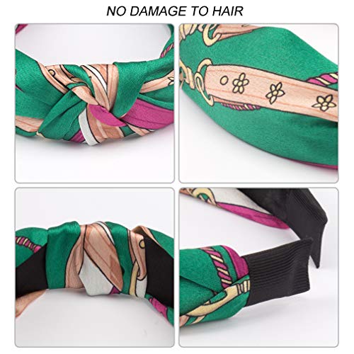 Cubaco 12 Pack Wire knotted Headband Knot Turban Headband Bowknot Bows Wide Headwrap Head Band Elastic Hair Accessories for Women (12 Color Flower) - Thumbnail 4