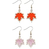 Maple Leaf Earrings for Women Drip Oil Maple Leaf Drop Earrings Green Yellow Pink Red Maple Leaf Dangle Earrings Autumn Leaf Earrings Dainty Thanksgiving Jewelry for Women