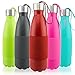 Thermo Tank Insulated Stainless Steel Water Bottle - Ice Cold 36 Hours! Vacuum + Copper Technology - Carry Loop Lid, Silicone Grip - 17 Ounce (Deep Red, 17oz)