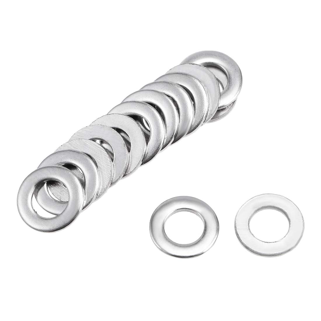 sourcing map 100Pcs 0.24" x 0.12" x 0.03" 304 Stainless Steel Flat Washer for Screw Bolt
