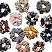 SEVEN STYLE 10 Pcs Colors Women's Chiffon Flower Hair Scrunchies Hair Bow Chiffon Ponytail Holder with Gift Bag,Great Gift for Thanksgiving day and Christmas