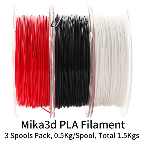 3D Printer PLA Filament Bundle, 1.75mm+/- 0.03mm, Widely Compatible, 3 Spools Pack, 1.1 lbs/Spool, Total 3.3 lbs, With One 3D Print Remove Tool (Pack of 4) by Mika3D