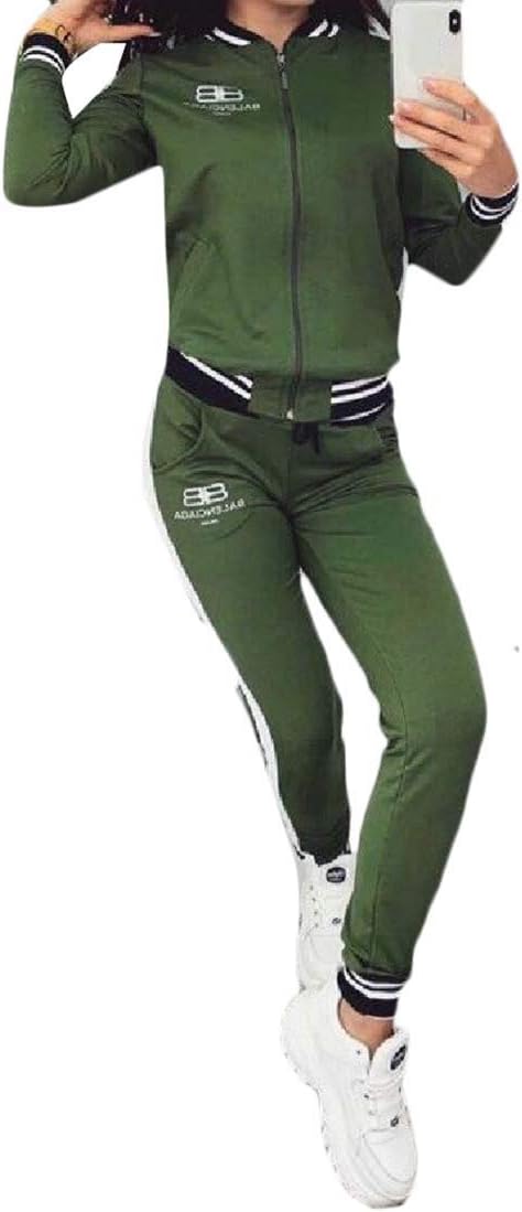 2 Piece Set Letter Stripes Long Sleeve Skinny Tracksuit Outfit