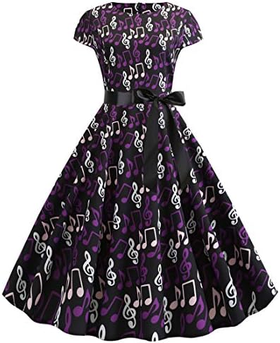 Women's Music Note Print Elegant Party Casual Vintage Dress