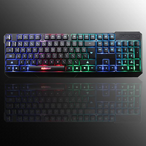 USB Keyboard, ELEGIANT K70 Colorful LED Illuminated Backlit USB Wired