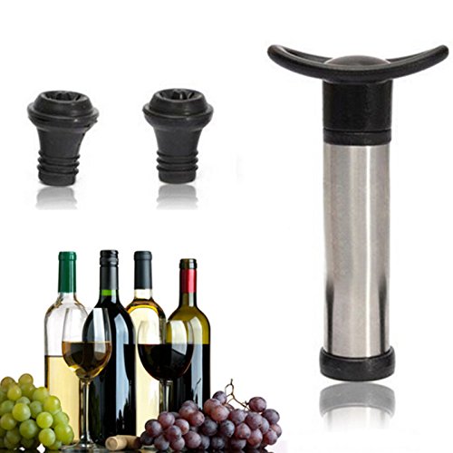 HOBULL Wine Saver Vacuum Pump Preserver Bottle Stoppers With 2 Bottle Stopper Bar Supplies