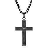 Rnivida Stainless Steel Lord's Prayer Cross Pendant Necklace for Men with Chain 22 Inch