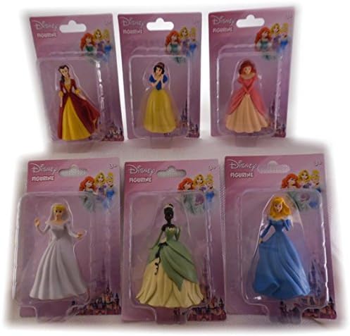 6 Different Disney Princess Mini Figurines. Includes Ariel, Aurora, Belle, Cinderella, Snow White and Tiara