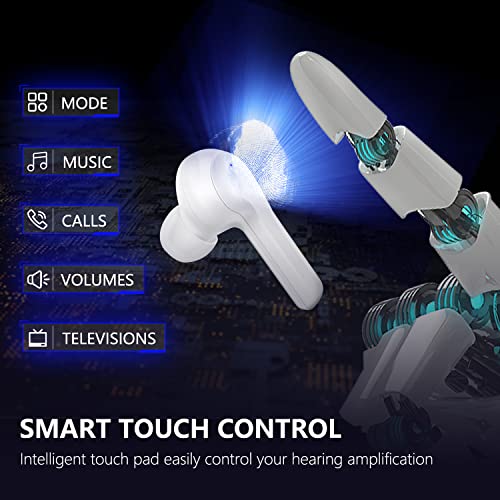 LAIWEN Hearing Amplifier Aid For Seniors 2-Pack with Charging Box (White)