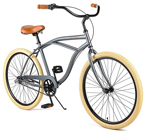 Retrospec Chatham Men’s Beach Cruiser, Matte Graphite & Beige, 26″/3-speed