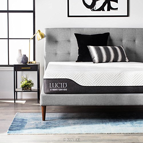 LUCID 12 Inch Hybrid Memory Foam Infused with Bamboo Charcoal and Aloe