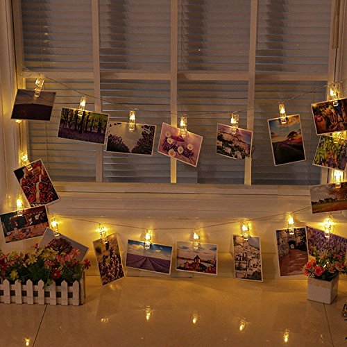 Lavince LED Photo Clips String Lights - 40 Photo Clips for Hanging Photos Cards Artwork for Indoor/Outdoor Bedroom Patio Parties Wedding Indoor Outdoor Marriage proposal Dorm Room(Warm White)