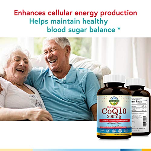 Terranics CoQ10 with BioPerine 200mg, 90 Softgels, Premium Qulity, 3x Better Absorption, Water and Fat Soluble, Supports Heart Health and Energy Production, NON-GMO, Soy, Dairy & Gluten Free, for men