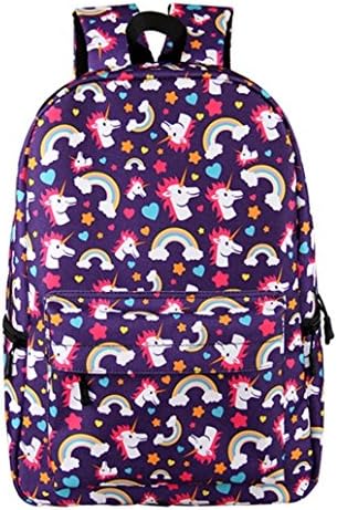 Unicorn Rainbow Backpack for Girls Fantasy School Travel Camping Hiking Rucksank bags (purple)