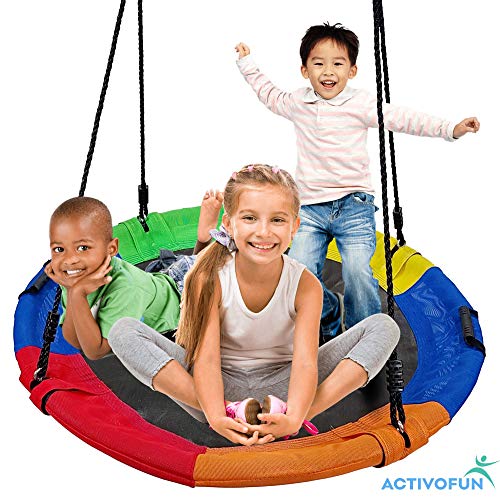 Saucer Circle Swings for Outside 40", Durable Textilene Kids Saucer