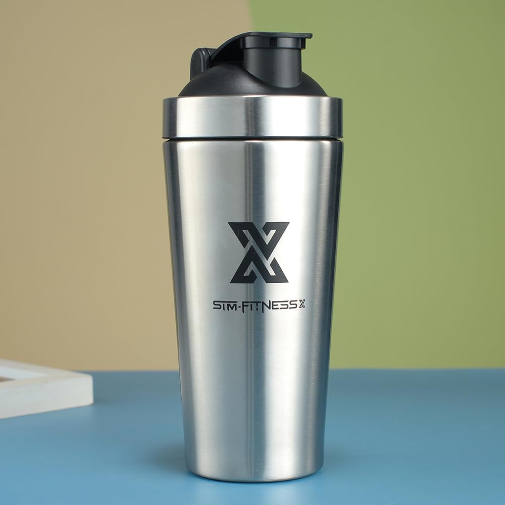 X SIM FITNESSX Shaker Edelstahl 700ml Sport Fitness Yoga Gym Shaker Bottle Mixer (Edelstahl 700ML) 6