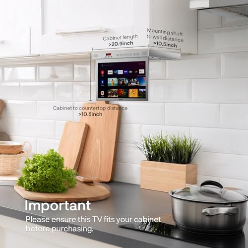 SYLVOX 15.6 Inch Kitchen TV, Foldable TV for Kitchen with Rotation, Google TV Support WiFi Bluetooth, 1080P Smart TV for Kitchen, Bedroom, Motorhome, RV Yacht (Silver)