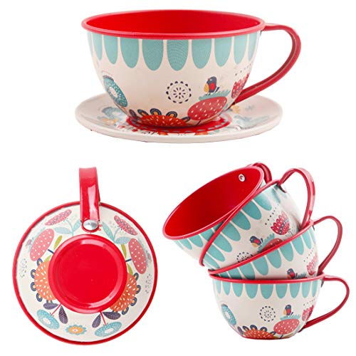 deAO 14 teiliges Tee-Service mit Tragetasche, in den Farben rot – Bild 5