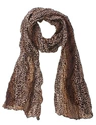Apparel: Central Chic Womens Celebrity Animal Leopard Print Crinkled Shawl Scarf 70" (178Cm) 22" (56Cm) Brown & White