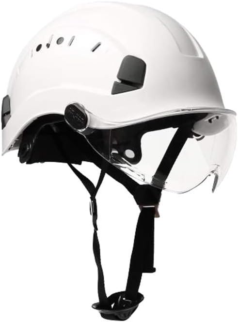 SMASYS Safety Hard Hat ABS Helmet Adjustable with Visor 6-Point Suspension Perfect for Construction and Climbing (White Visor) - - 