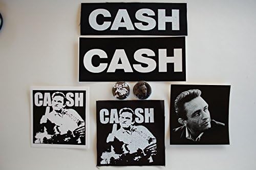 Johnny Cash Sticker Button Pin Cloth Patch Rock Music Country Set Lot Of 7items