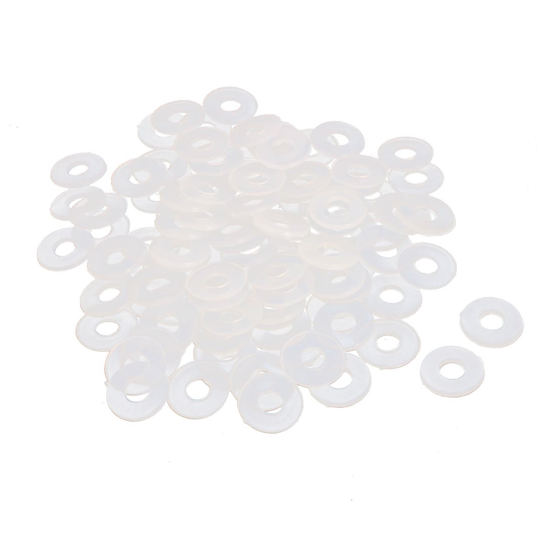 uxcell Nylon Flat Washers 14mm OD 5.8mm ID 0.8mm Thickness Sealing Gasket for Faucet Pipe Water Hose, Clear, Pack of 100
