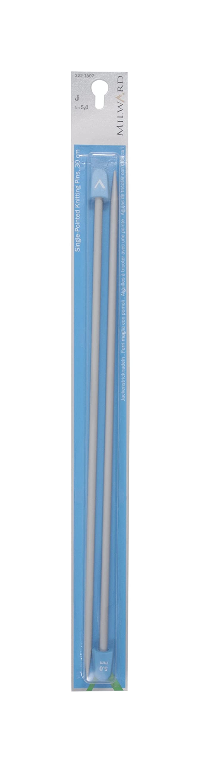 MILWARD 2221307 Single Point Knitting Needles, 30cm, Silver Grey, 5 mm