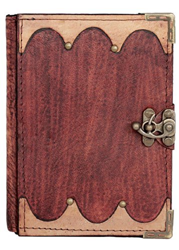 Tripple Bridge Decoration Refillable Leather Journal / Diary / Lock / Brown Vintage Style / Notebook / Plain Paper Book Women Men Children Office Work
