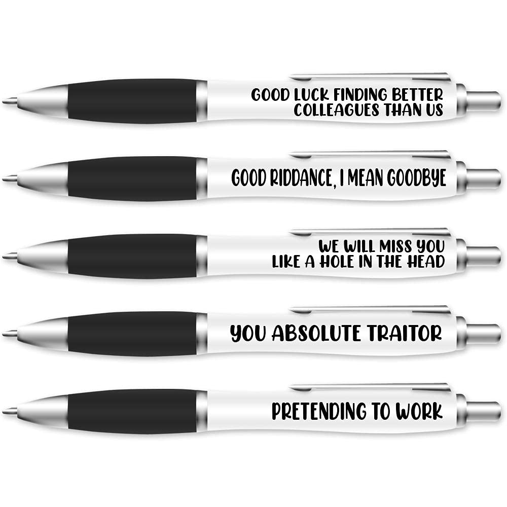 Silly Sentiments Leaving Job and New Job Pen Pack - Pen Set For Colleague's Birthday and Leaving Gift - Funny Stationery Novelty Gift for Friends - Office Desk Accessories